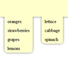 A drop-down menu below a header with a continuous shadow around the outside