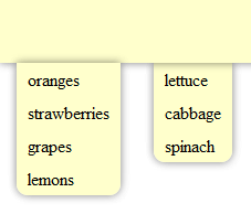 Two menus with inconsistent shadows