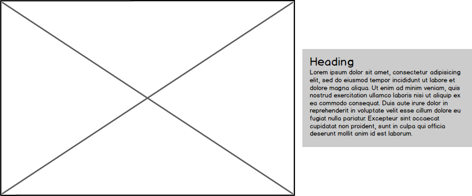 Wireframe with image on left and text on right
